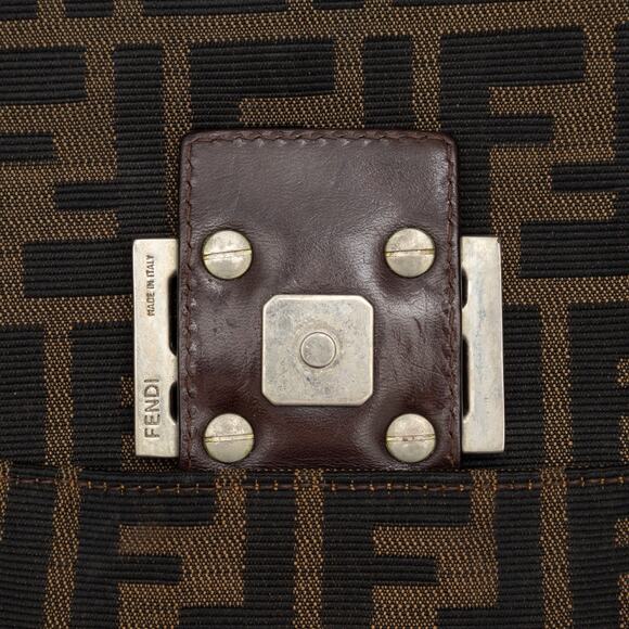 VTG FENDI FF Zucca Monogram Canvas Mama Baguette Shoulder Flap Bag in Brown - Picture 8 of 14